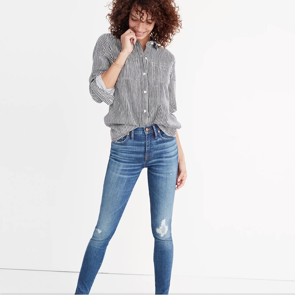 🆕 Madewell 9" High-rise Skinny Jeans In Allegra Wash: Rip And Repair, 24, NWOT